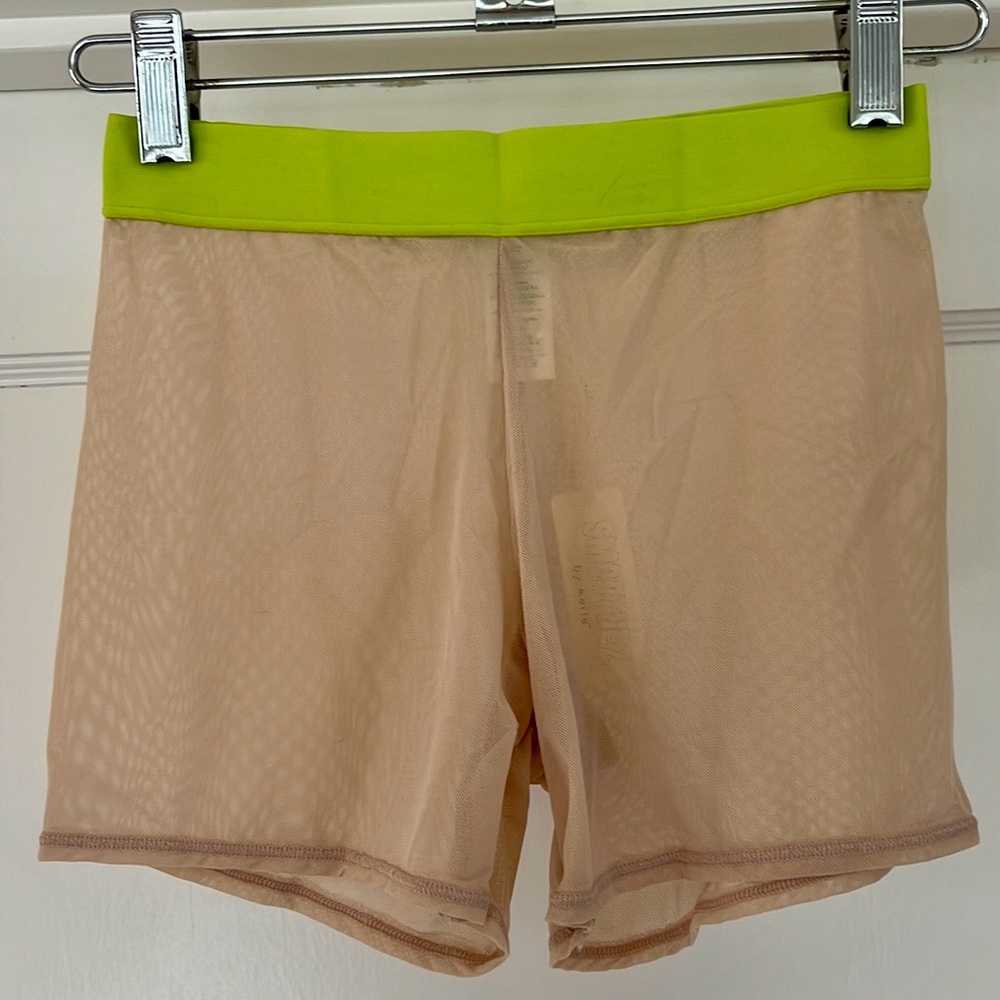 🆕 NWT Aerie SMOOTHEZ Mesh Nude Neon Yellow Band Boyshort Underwear - Picture 2 of 5